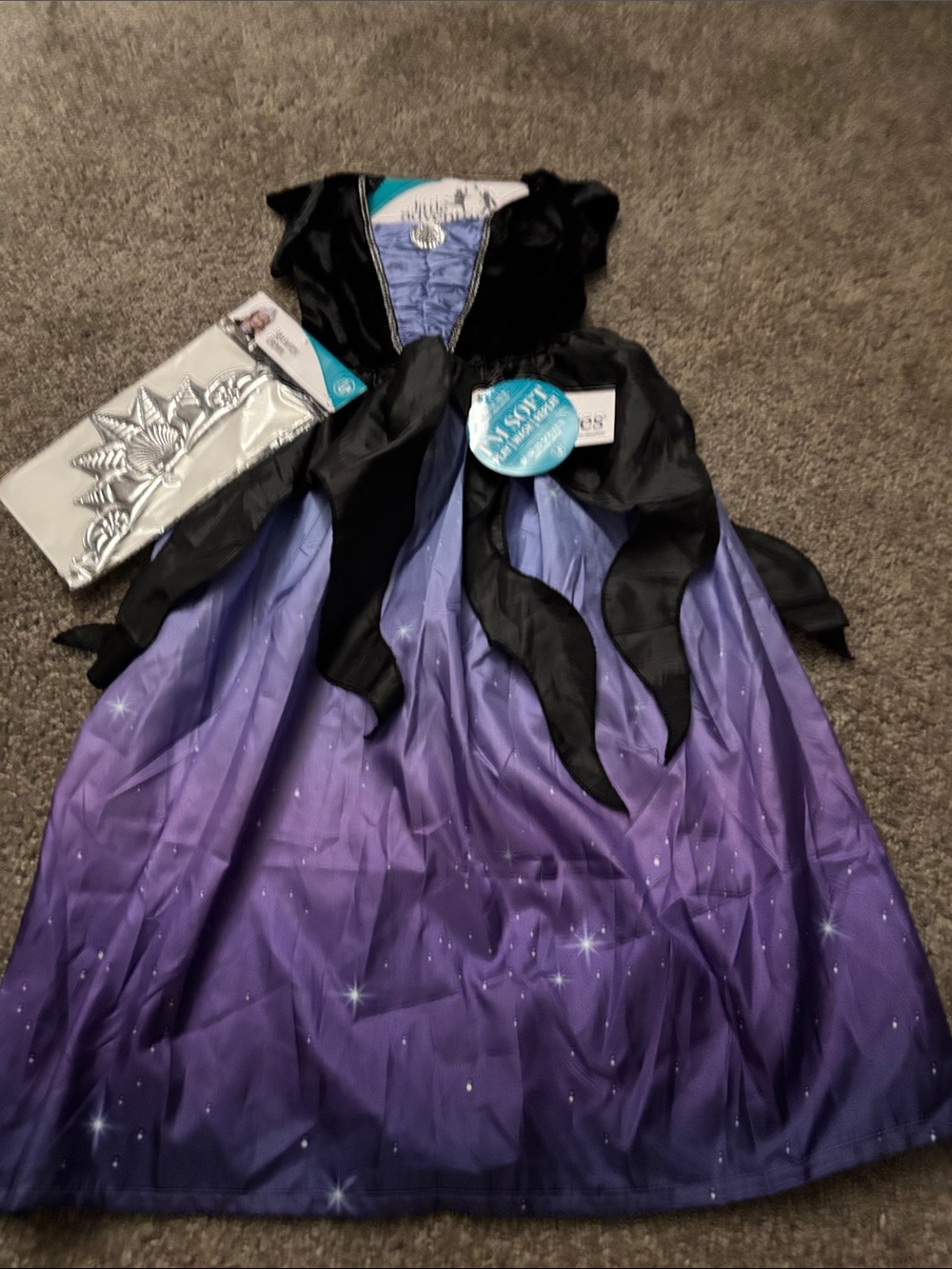 Kids Purple Princess Dress Costume with Silver Tiara